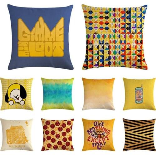 Geometric Cushion Cover Home Decor Yellow Decorative Pillows Case Linen Throw Pillow Tropical Pillowcase For Sofa