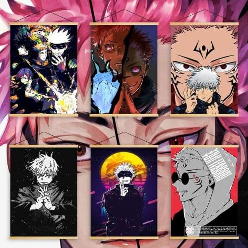Canvas Wall Art Print Modern Jujutsu Kaisen Anime Role Japan Solid Wood Hanging Scrolls Painting Nordic Style Home Decor Poster