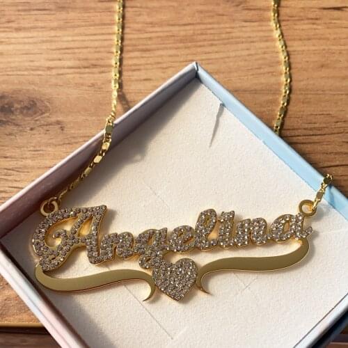 Customized Fashion Stainless Steel Name NecklaceS Personalized Letter Gold Necklace Pendant Nameplate Gift for Women Men