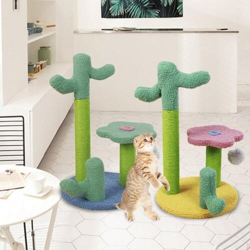 Cactus Cat Tree Scratching Post Kitten Climbing Frame Scratcher Toy Cat Bed Climbing Frame Tree House Kitten Jumping Toy Kit