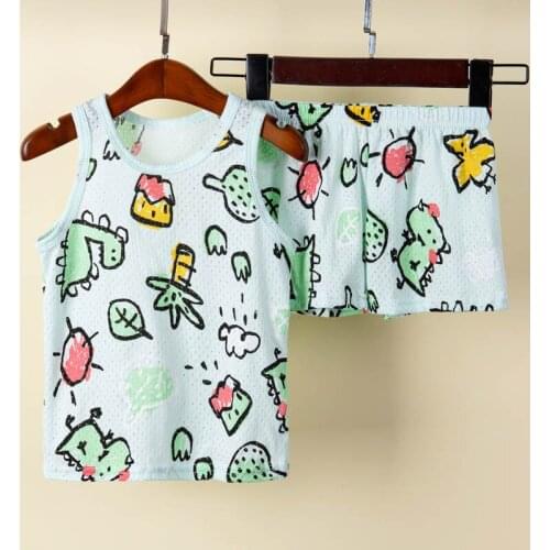 Boys Girls Summer Sleeveless Cotton Vest Pajamas Sets Girls Unicorn Pajamas Summer Pajama Toddler Sleepwear for 1 to 9 Years