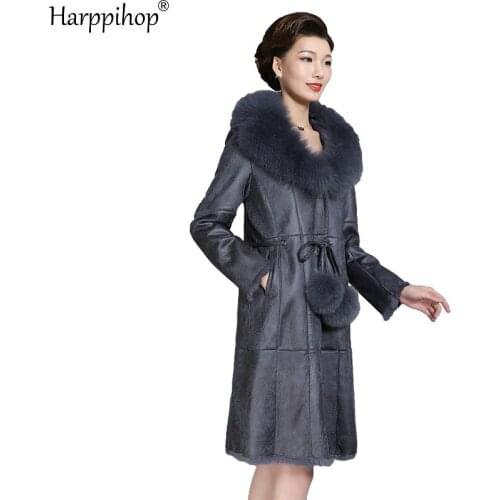 Fox fur collar fur leather rabbit fur fur one Slim fashion warm long-sleeved womens jacket