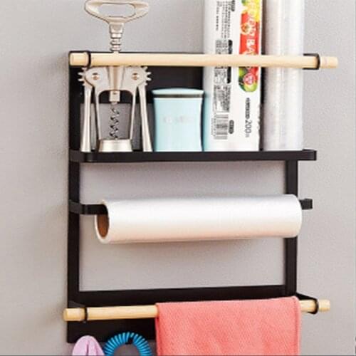 Magnet Fridge Shelf Paper Towel Roll Holder Magnetic Storage Rack Spice Hang Rack Decorative Metal Shelf Kitchen Organizer