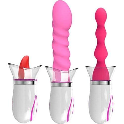 Multifunction Licking Sucking Vibrators For Women Clitoris Anal Nipple Licks Massage Female Sex Toys Adult Replaceable Tongue