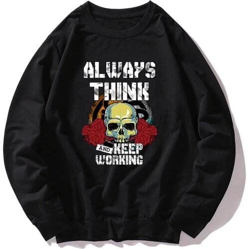 2021 Autumn Winter Hoodies For Men Male Sweatshirt Cotton Streetwear Skull O-Neck Pullover Sportswear Crewneck Man hoodie black