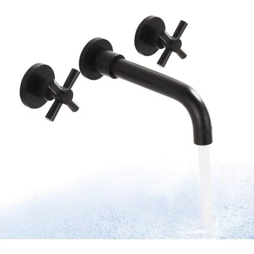 Wall Mounted Double Cross Handle Bathroom Sink Faucet Bathroom basin faucet single-handle basin faucet swivel faucet matte black