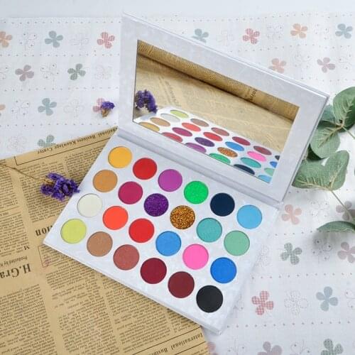 Wholesal eyeshadow palette 35 Colors White Bright Shades Matte Shimmer Glitter pigment makeup shadow private label print logo