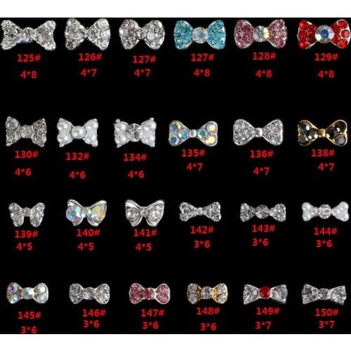 Factory Wholesales 10pcs New Cristal Nail Pink Clear Rhinestone Bow Tie Nail Art Decoration DIY Charm Nail Jewelry Accessories