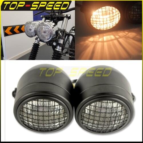 Headlight Mesh Grill Cafe Racer H4 Double Head Light W/Mount Bracket FOR Kawasaki:KLX450 KLX250 Honda:XR230 XR250 CRF150CRF250
