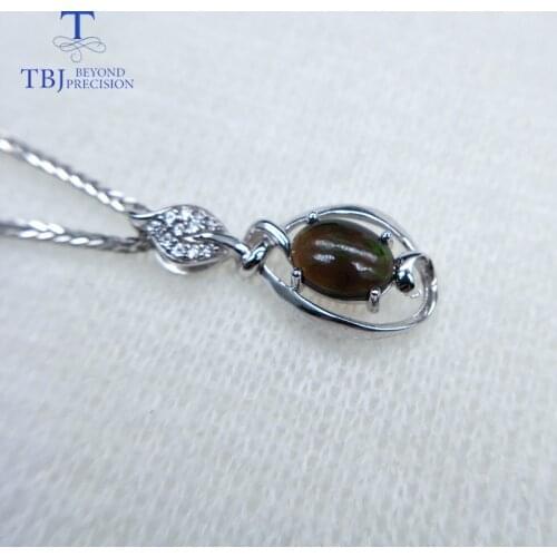 TBJ,Leaf of Tree,Natural ethiopian opal Oval 6*8 Pendant in 925 sterling silver gemstone jewelry,elegnat design with gift box