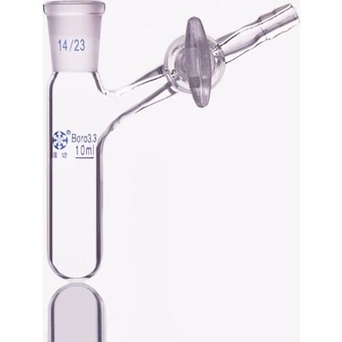 Reaction tube with glass valve and standard ground mouth,Capacity 10ml and joint 14/23,High borosilicate glass