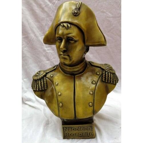 12" China brass copper carved finely beautiful grand Napoleon Sculpture Statue