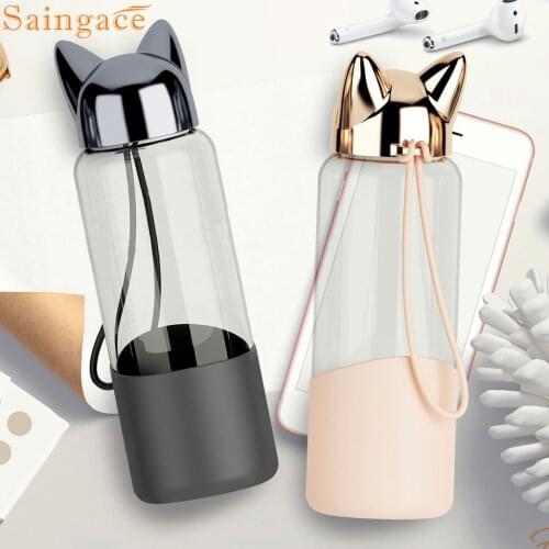 Saintgace Travel Water Bottle Creative Cute Fox Glass Water Bottles Sport Portable Leakproof Drinking cups dropshipping 2020 new