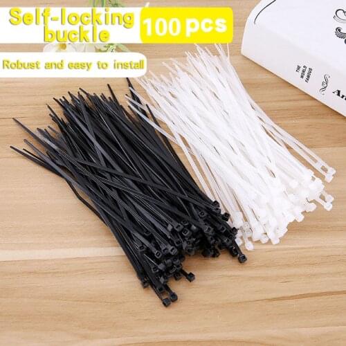 Self-Locking Plastic Nylon Wire Cable Ties 100pcs Black White Cable Ties Fasten Loop Cable Zip TieVarious Specifications