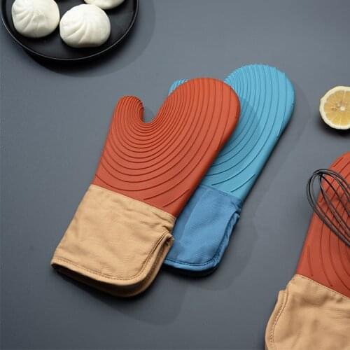 Silicone Heat-Resistant Gloves Cooking Barbecue Gants Silicone Kitchen Microwave Mittens Oven Glove Home Non-Slip Baking Gloves