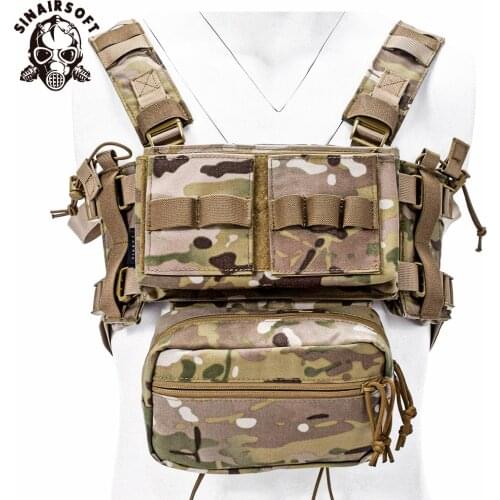 SINAIRSOFT Tactical Chest Rig Micro Fight Chissis MK3 Chest Rig Airsoft Hunting Combat Vest with 5.56 Mag Pouch Multicam LY1813