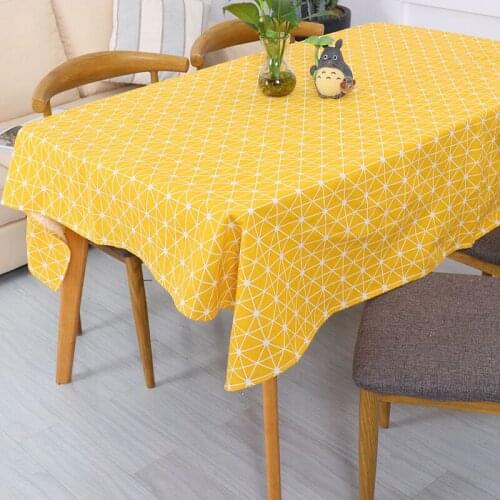 Cotton Linen Wedding Party Table Cloth Rectangular Country Style Plaid Print Dining Table Cover Tablecloth Kitchen Home Decor