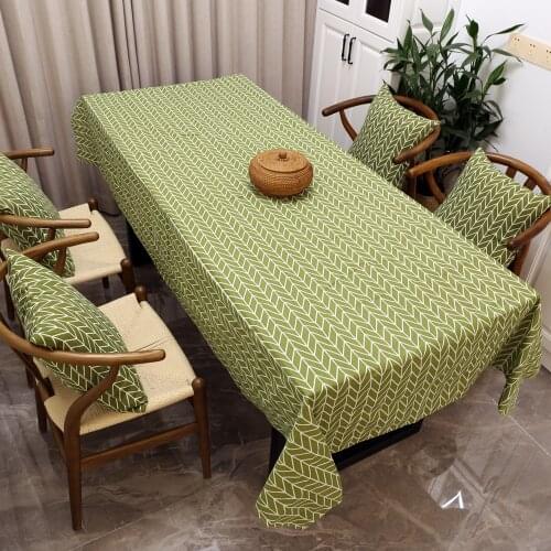 Green stripe Tablecloth Cushion Linen Cotton Pastoral American Country style Small Fresh Coffee Table Happy Saint Patricks Day