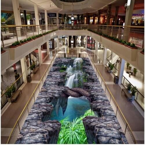 Modern Floor painting Cliff scenic waterfall Mural-3d PVC Wallpaper Self-adhesive Floor Wallpaper-3d