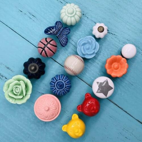Modern Single Hole Small Ceramic Handles Creative Cabinet Handle Door Drawer Minimalist Rose Cute Furniture Wardrobe Door Knobs