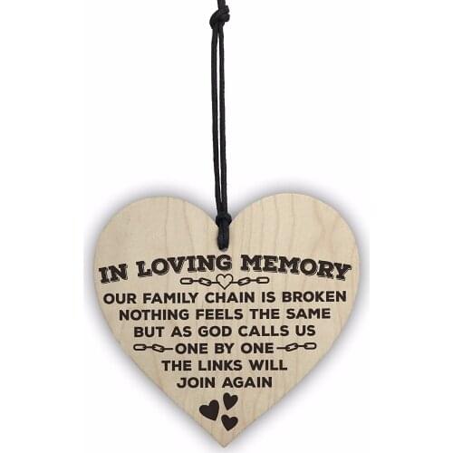 In Loving Memory Of Family Wooden Hanging Heart Memorial Plaque Love Heaven Sign Home DIY Decorations