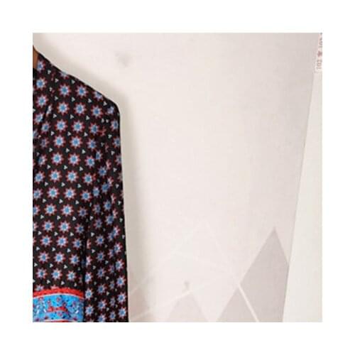 2020 Spring and Summer New Retro Ethnic Print V-neck Waist Mid-length Dress