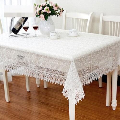 Embroidered Lace Tablecloth TV Table Cloth Cover Runner 130x180cm 120x150cm 60x180cm 50x210cm 40x220cm cm 75x230cm White Pink