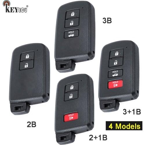 KEYECU for Toyota Replacement Smart Card Remote Car Key Shell Case Fob 2/3/2+1/3+1 Button With Uncut Blade Only Shell
