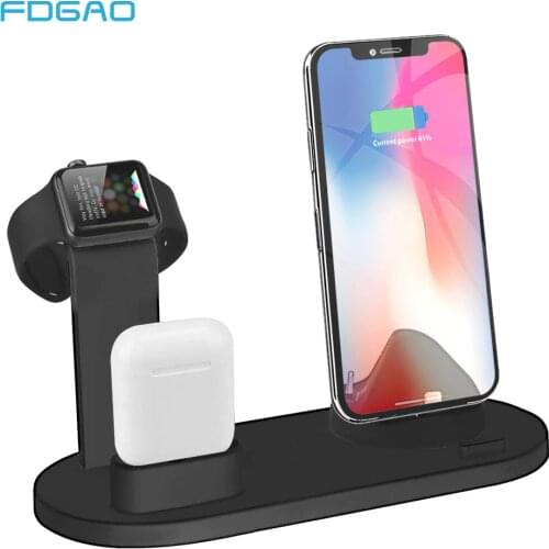 FDGAO 3 in 1 Charging Stand For iPhone 12 11 Pro X XR XS 8 Plus Charger Dock Station Base For Apple Watch 2/3/4/5/6 AirPods pro