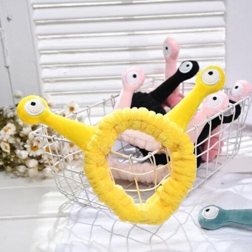 Women Girls Wash Face Plush Headband Cartoon Snail Antenna Eyes Hair Band Turban X7YA