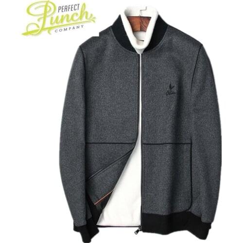 Winter 100% Wool Autumn Jacket Men Double-side Woolen Coats Streetwear Baseball Jackets Mens Coat JLK18BZ8077 MY1897