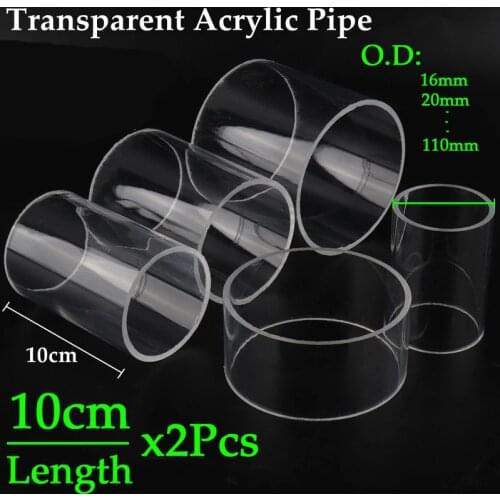 2pcs 10cm O.D16-110mm High Transparent Acrylic Pipe DIY Aquarium Fish Tank Clear Glass Pipe Industry Transparent Acrylic Pipe