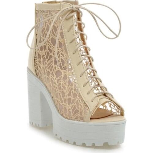 2020 fashion Women sandals summer shoes women high heels 10.5cm hollow mesh sexy platform size 34 - 43 mujer sandalias c9-7