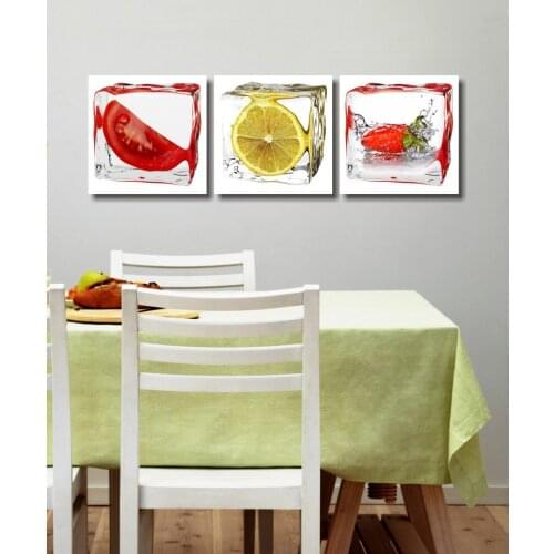 3 panel printed fruit lemon Canvas painting Modern Modular pictures On for kitchen decor wall art for living room photos