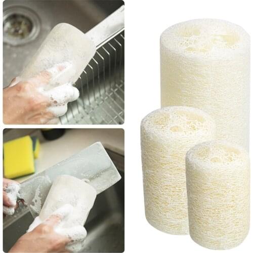 3PCS Loofah Sponge Natural Luffa Sponge With Rope Dishwashing Cloth Scrub Pad Dish Bowl Pot Cleaning Brushes Tool