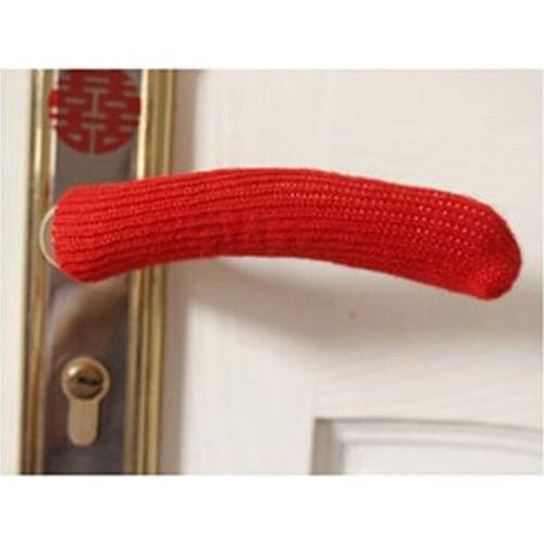 4 PCS Anti-Collision Doorknob Cover Universal Knitted Non-slip Door Handle Protector Covers Simple Thicken Warm Handle Gloves