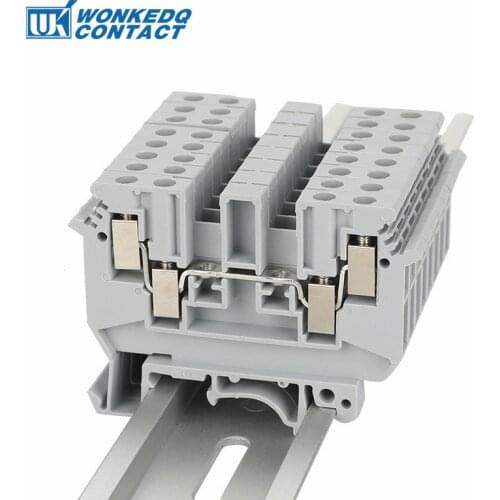 10Pcs UDK-4 Din Rail Terminal Blocks Feed Through Screw Connection Multi Conductor Terminal UDK4