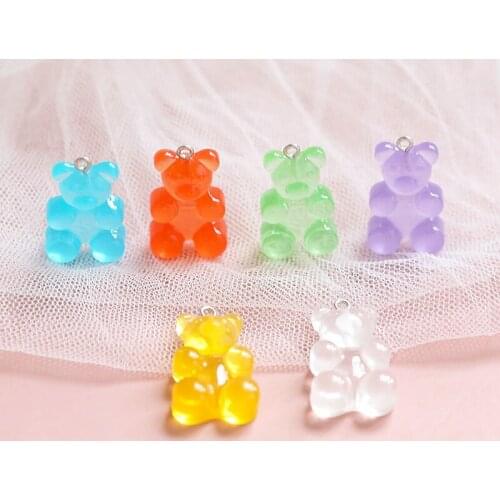 6pcs Candy-colored jelly-like cute Animal earrings fun bear resin pendant jewelry Fashion Girl earrings bag accessories material