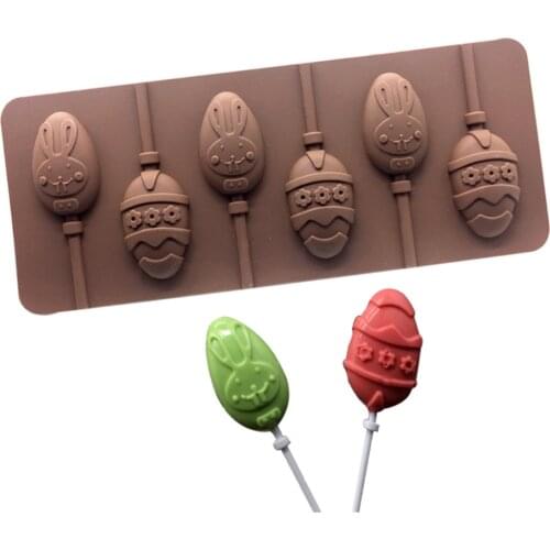 6 Egg Lollipop Silicone Mold Chocolate Mold Ice Tray Mold Cake Tool Mold Wax Model Soap Molds Baking Easter Decoration Cake Mold
