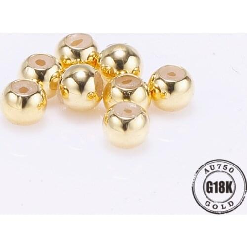 AU750 Genuine 18k golden silica gel positioning bead bracelet necklace with beads free adjustment ball For Jewelry making