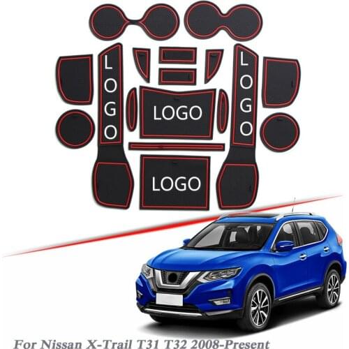 Brand LOGO Car Styling For Nissan X-Trail T31 T32 2008-Present Gate slot pad Interior Door Groove Mat Non-slip dust Accessories