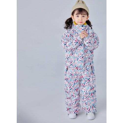 Children Siamese Ski Set Girls Winter Waterproof Jumpsuit Outdoor Snowboard Windproof Warm Hooded Kids Ski Suit Boy Overalls