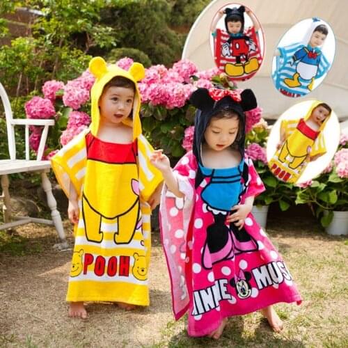 Disney60X80cm kids cotton cartoon Mickey Minnie spider man Minnie bath towel baby boy cars girl beach towel cape towel gift