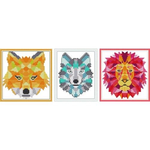 Joy Sunday Cross Stitch Embroidery Abstract Animal 11CT 14CT Cross Stitch Cotton Thread Painting DIY Needlework Home Decoration