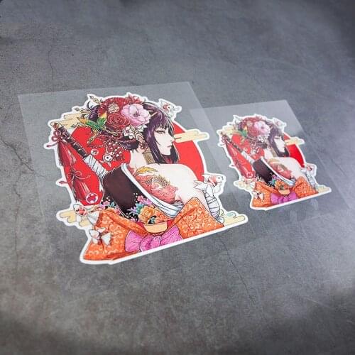 Classic Anime Cartoon Japanese Ukiyo-e Tattoo Female Warrior Car Sticker and Decals Motorbike Automobile Window Tail Stickers