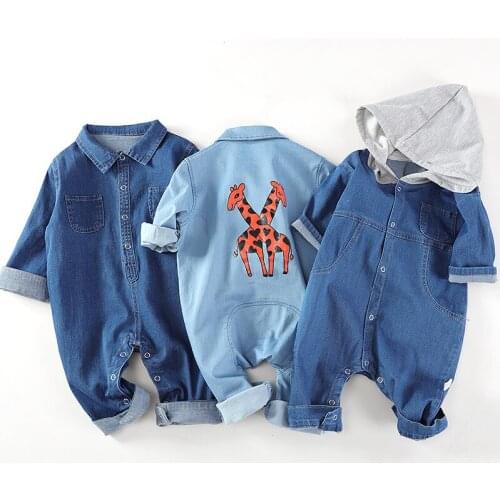 Babys One-piece Clothes Spring Toddler Rompers Baby Boys Girls Denim Clothing Tiny Cottons Baby Jumpsuit Newborn Twins Clothes