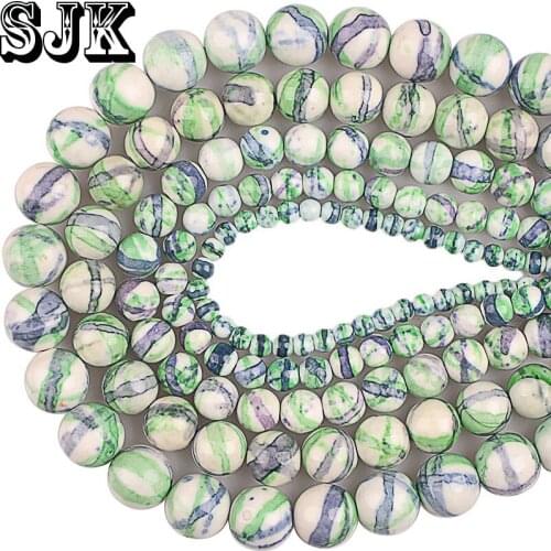 Natural Green Blue White Mix Clay Rainbow Ceramic Stone Round Beads 4 6 8 10 12mm For Handmade Necklace Bracelet Jewelry Making