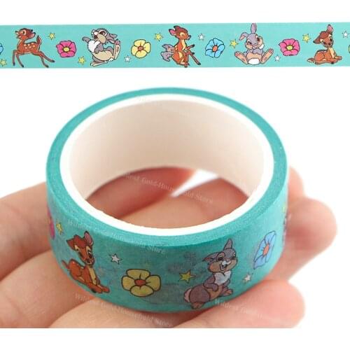 Bambi Cute Washi Tape Diy Decoration Disney Anime Thumper Scrapbooking Planner Masking Tape Label Stickers Stationery Kids Toys