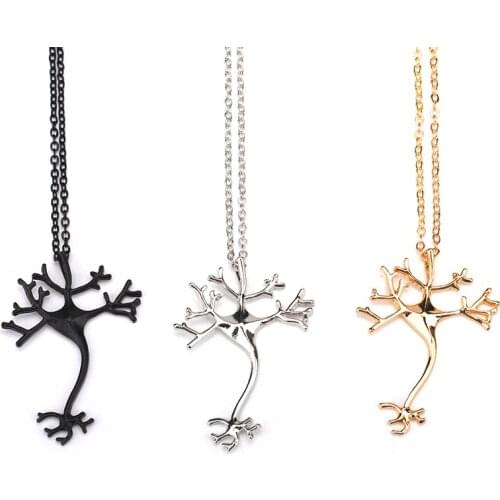 Little Tree Pendant Fashion Branch Silver Plated Black Golden Necklace for Women
