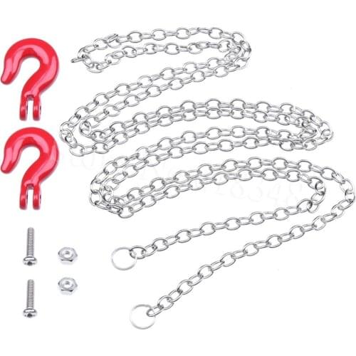 Mini Metal Tow Chain with Trailer Hook 1/10 RC Rock Crawler Accessories For Axial SCX10 TAMIYA CC01 RC4WD D90 Climbing Car